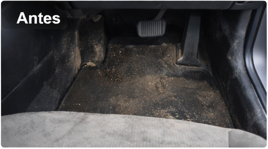 Antes limpieza moqueta coche