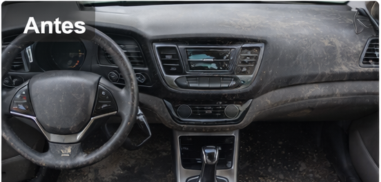 Antes limpieza interior coche