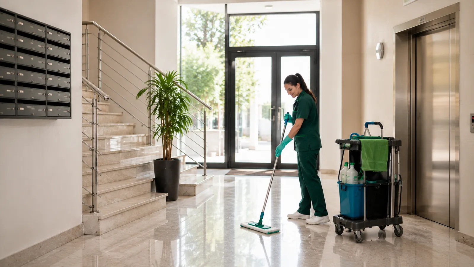 Limpieza profesional de zonas comunes y escaleras